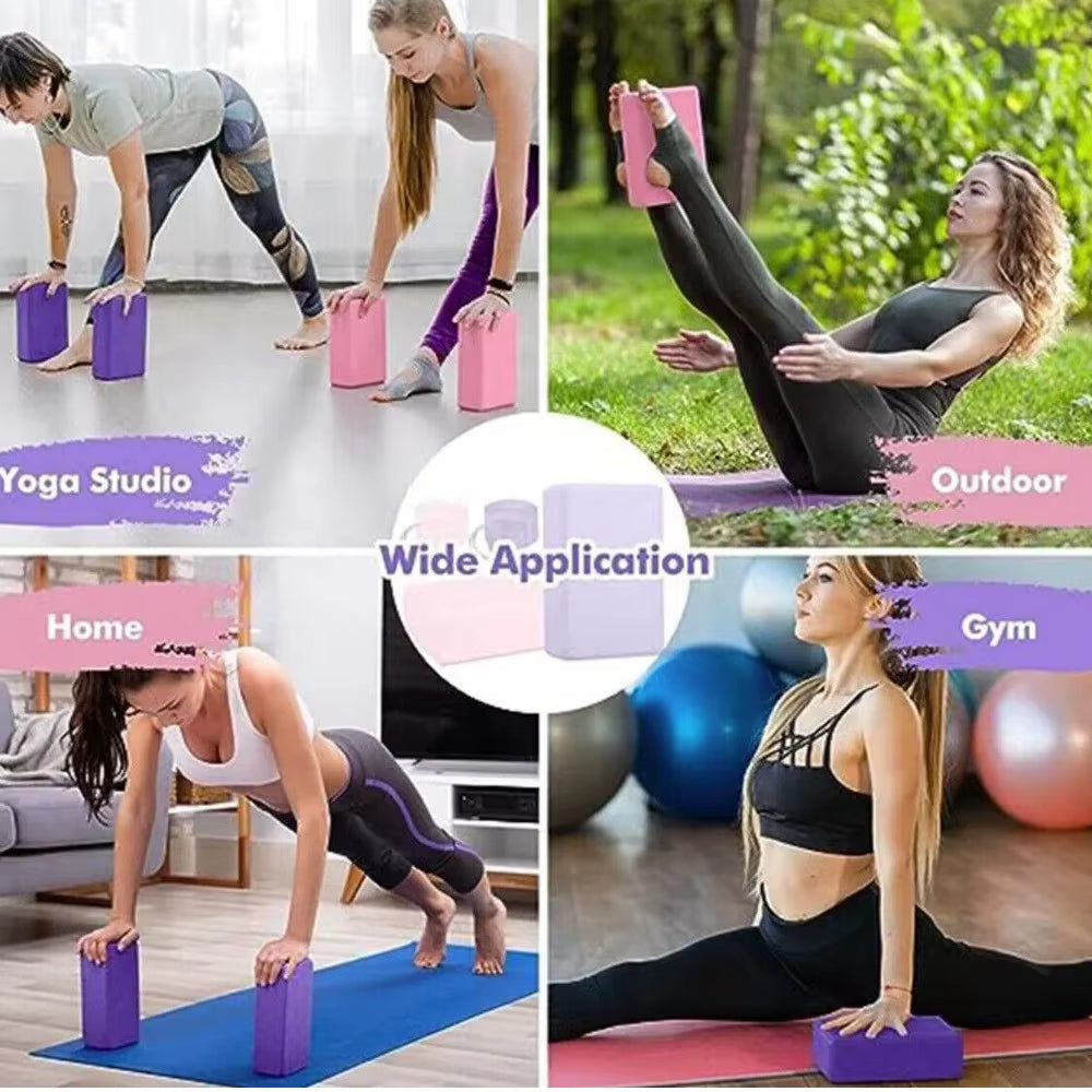 2X Block Combo Set,Suitable for Pilates Yoga Stretch Fiess Exercise Pink