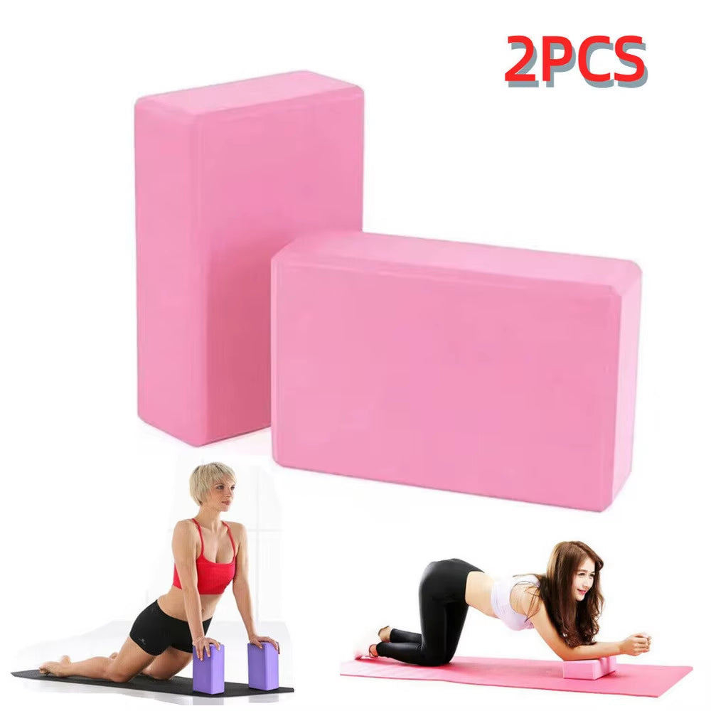 2X Block Combo Set,Suitable for Pilates Yoga Stretch Fiess Exercise Pink